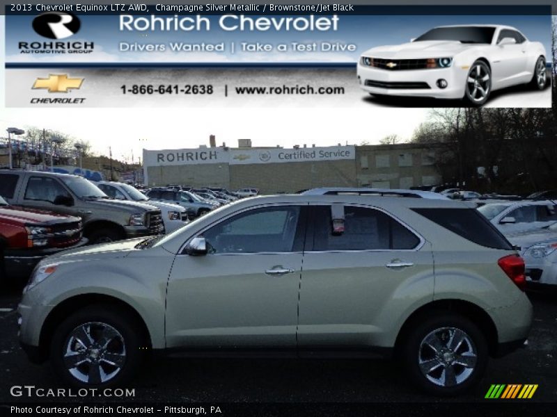 Champagne Silver Metallic / Brownstone/Jet Black 2013 Chevrolet Equinox LTZ AWD