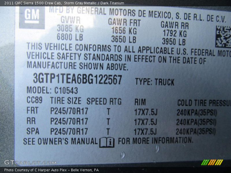 Storm Gray Metallic / Dark Titanium 2011 GMC Sierra 1500 Crew Cab