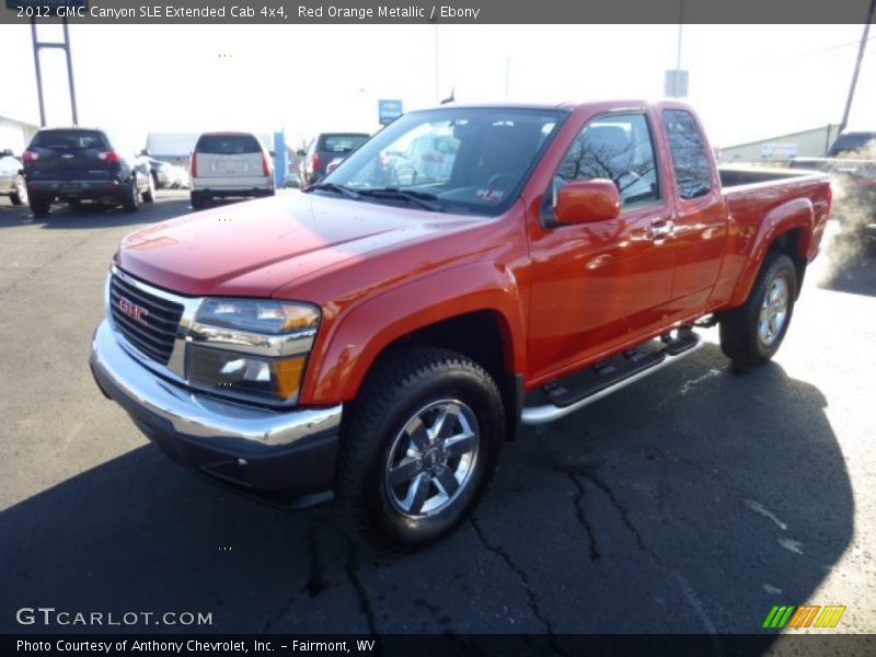 Red Orange Metallic / Ebony 2012 GMC Canyon SLE Extended Cab 4x4