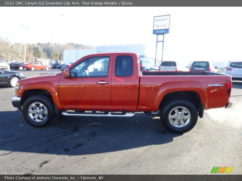 Red Orange Metallic / Ebony 2012 GMC Canyon SLE Extended Cab 4x4