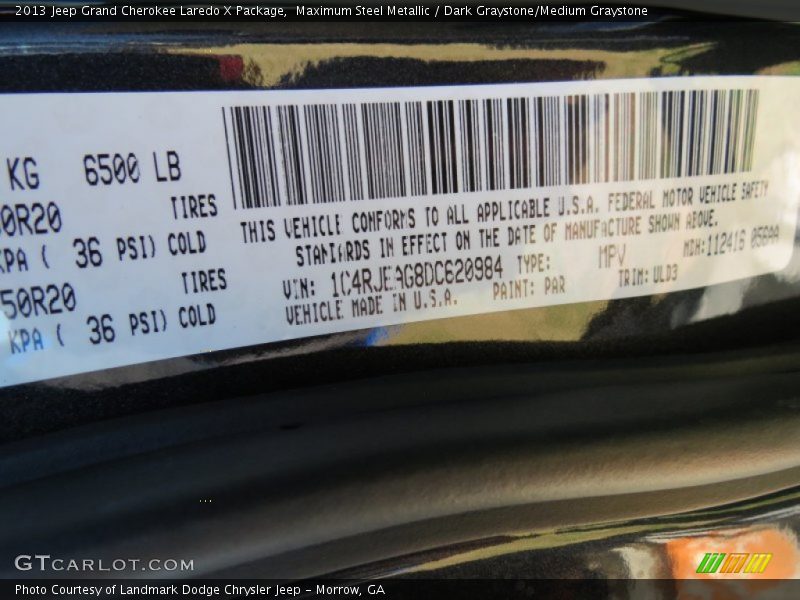 Maximum Steel Metallic / Dark Graystone/Medium Graystone 2013 Jeep Grand Cherokee Laredo X Package