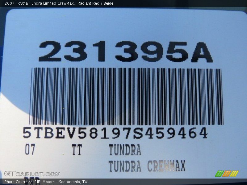 Radiant Red / Beige 2007 Toyota Tundra Limited CrewMax
