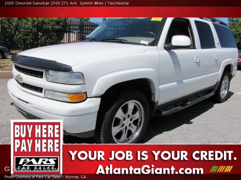 Summit White / Tan/Neutral 2005 Chevrolet Suburban 1500 Z71 4x4