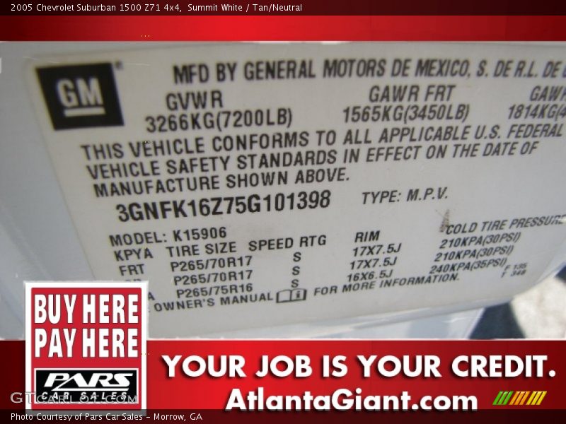 Summit White / Tan/Neutral 2005 Chevrolet Suburban 1500 Z71 4x4