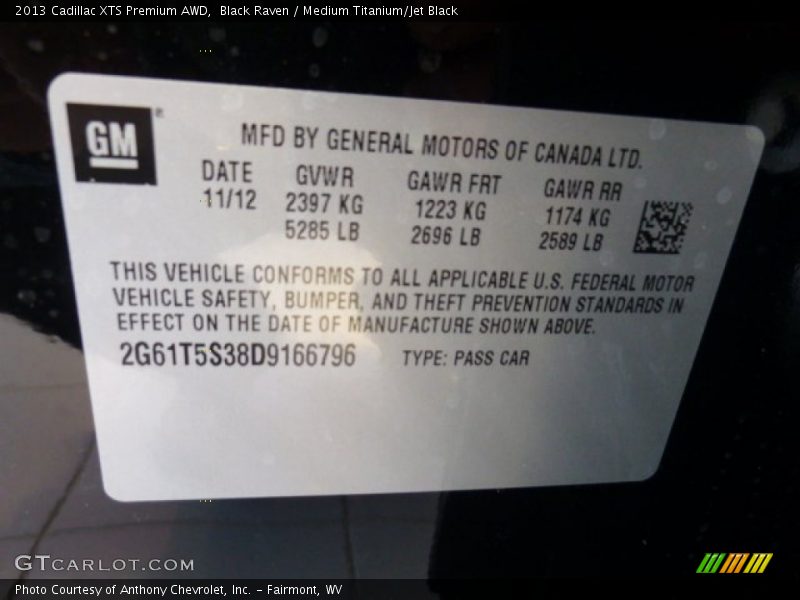 Black Raven / Medium Titanium/Jet Black 2013 Cadillac XTS Premium AWD