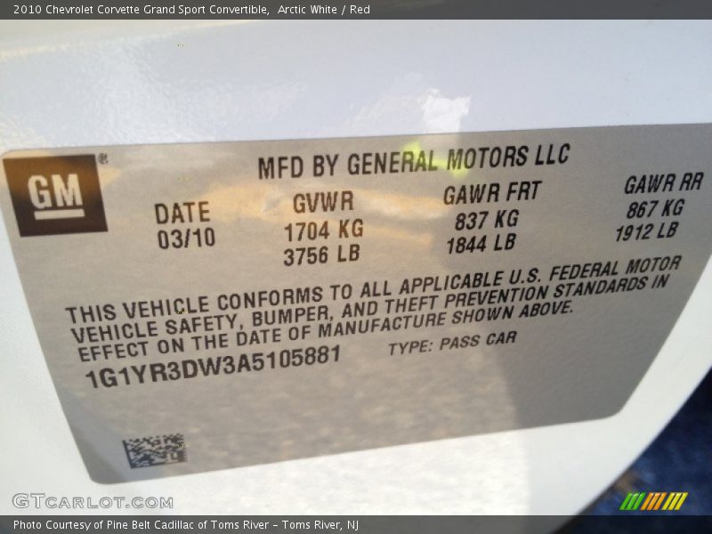 Arctic White / Red 2010 Chevrolet Corvette Grand Sport Convertible