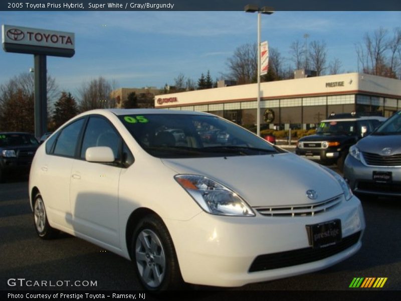 Super White / Gray/Burgundy 2005 Toyota Prius Hybrid