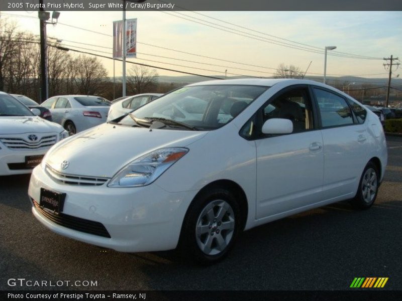 Super White / Gray/Burgundy 2005 Toyota Prius Hybrid