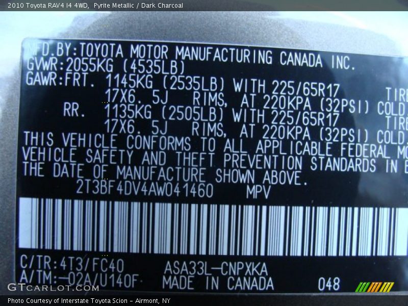 Pyrite Metallic / Dark Charcoal 2010 Toyota RAV4 I4 4WD