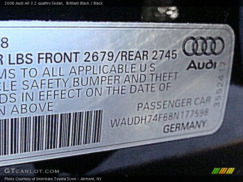 Brilliant Black / Black 2008 Audi A6 3.2 quattro Sedan