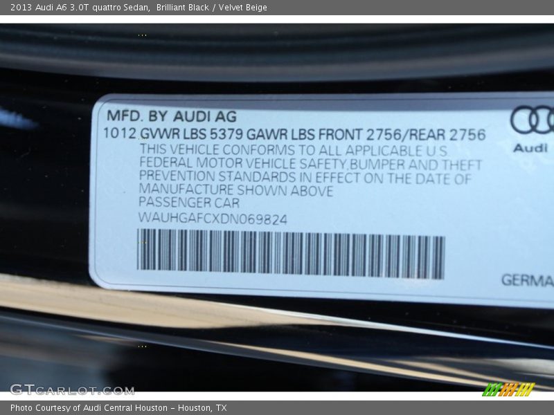 Brilliant Black / Velvet Beige 2013 Audi A6 3.0T quattro Sedan