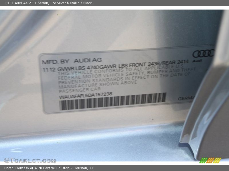 Ice Silver Metallic / Black 2013 Audi A4 2.0T Sedan