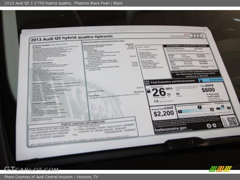  2013 Q5 2.0 TFSI hybrid quattro Window Sticker