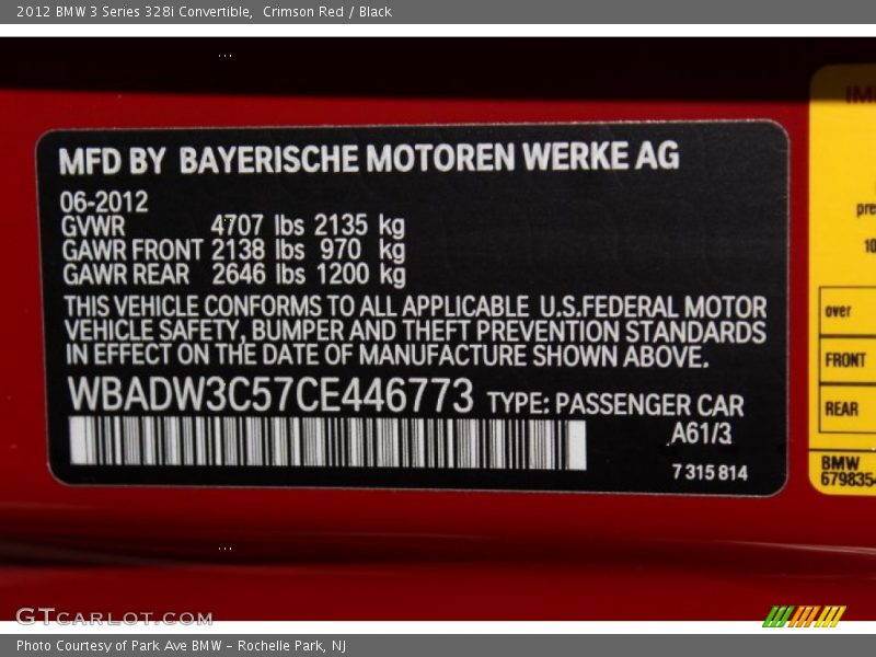 2012 3 Series 328i Convertible Crimson Red Color Code A61