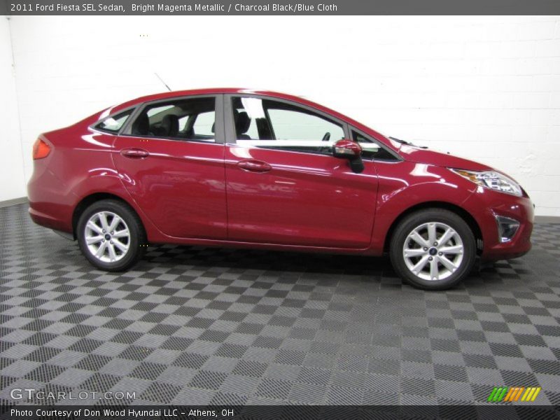 Bright Magenta Metallic / Charcoal Black/Blue Cloth 2011 Ford Fiesta SEL Sedan