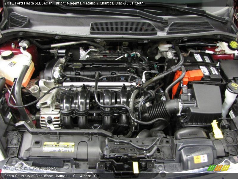Bright Magenta Metallic / Charcoal Black/Blue Cloth 2011 Ford Fiesta SEL Sedan