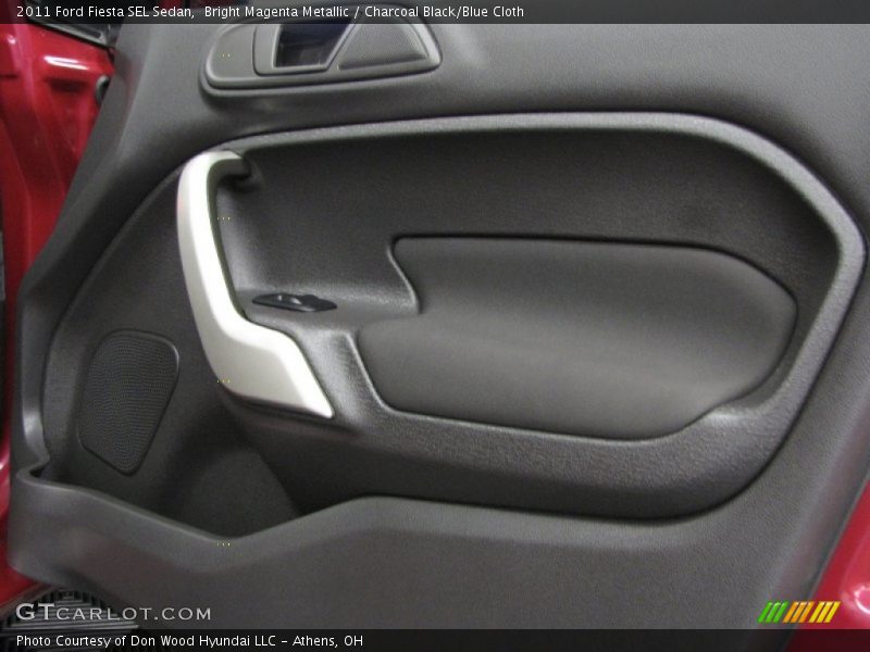 Bright Magenta Metallic / Charcoal Black/Blue Cloth 2011 Ford Fiesta SEL Sedan