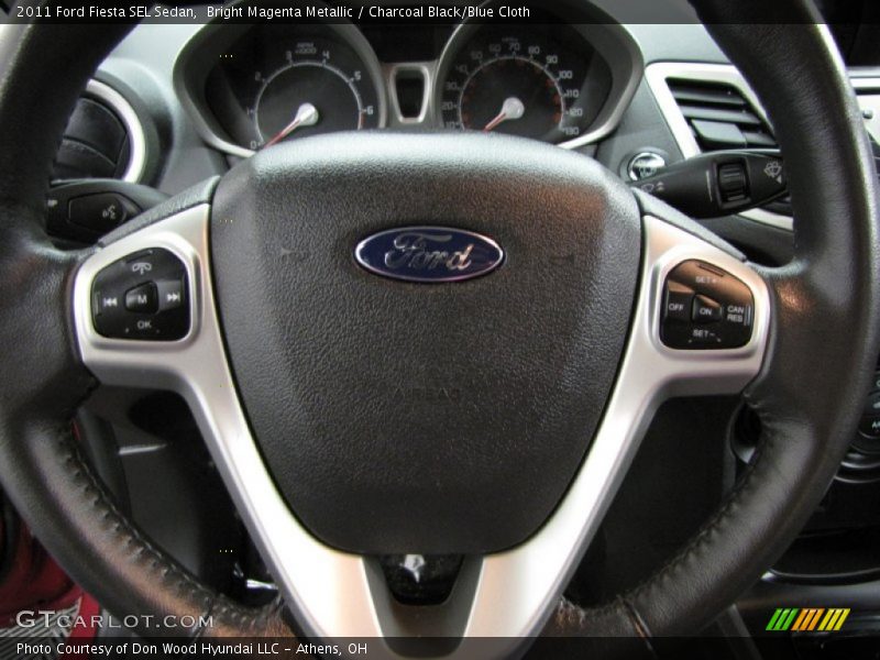 Bright Magenta Metallic / Charcoal Black/Blue Cloth 2011 Ford Fiesta SEL Sedan