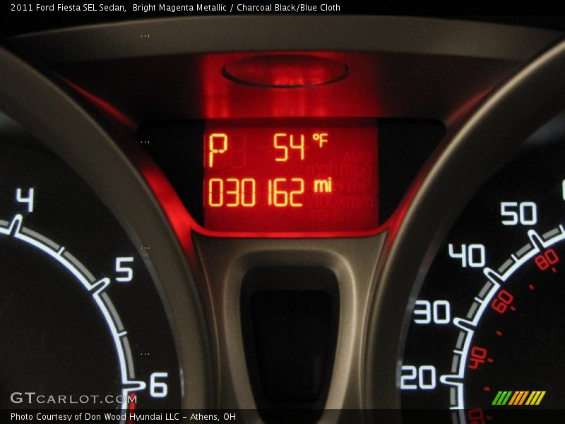 Bright Magenta Metallic / Charcoal Black/Blue Cloth 2011 Ford Fiesta SEL Sedan