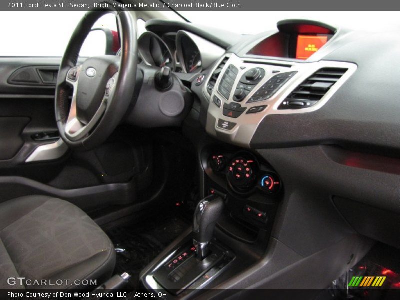 Bright Magenta Metallic / Charcoal Black/Blue Cloth 2011 Ford Fiesta SEL Sedan