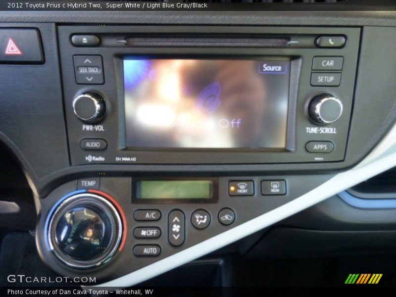 Super White / Light Blue Gray/Black 2012 Toyota Prius c Hybrid Two