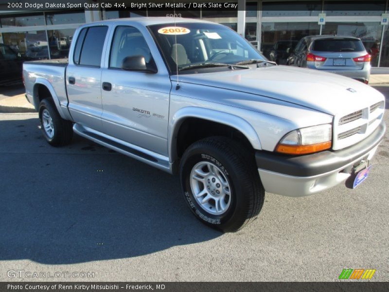 Bright Silver Metallic / Dark Slate Gray 2002 Dodge Dakota Sport Quad Cab 4x4