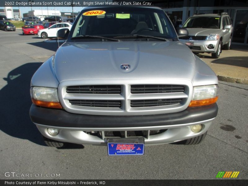 Bright Silver Metallic / Dark Slate Gray 2002 Dodge Dakota Sport Quad Cab 4x4
