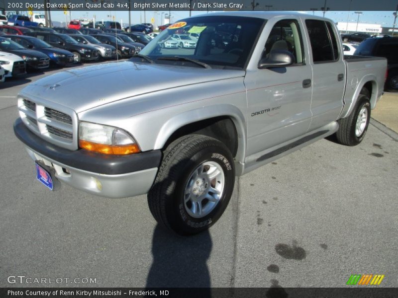 Bright Silver Metallic / Dark Slate Gray 2002 Dodge Dakota Sport Quad Cab 4x4