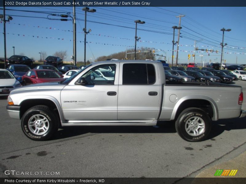 Bright Silver Metallic / Dark Slate Gray 2002 Dodge Dakota Sport Quad Cab 4x4