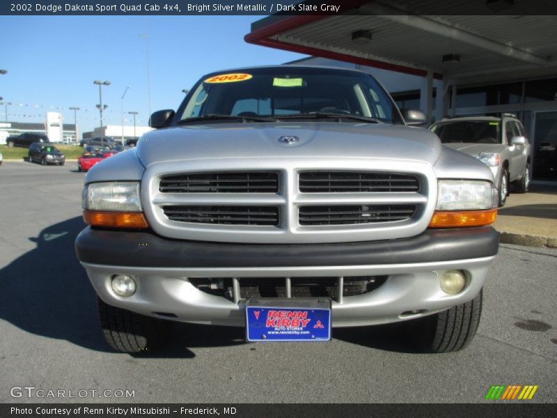 Bright Silver Metallic / Dark Slate Gray 2002 Dodge Dakota Sport Quad Cab 4x4