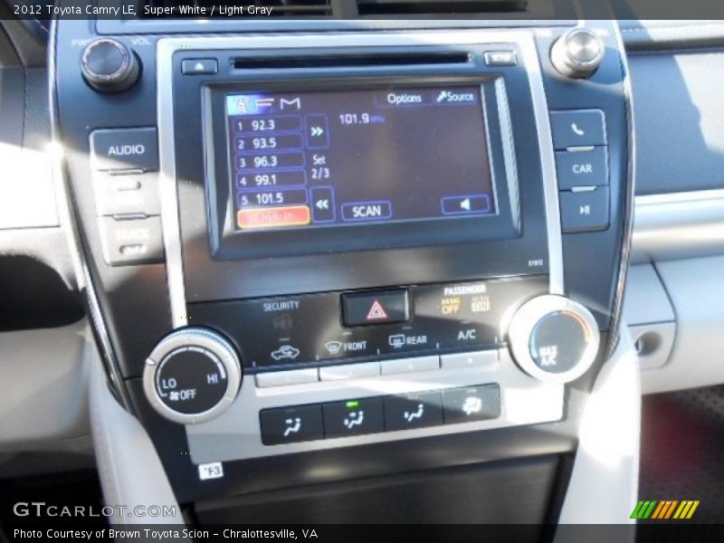 Super White / Light Gray 2012 Toyota Camry LE