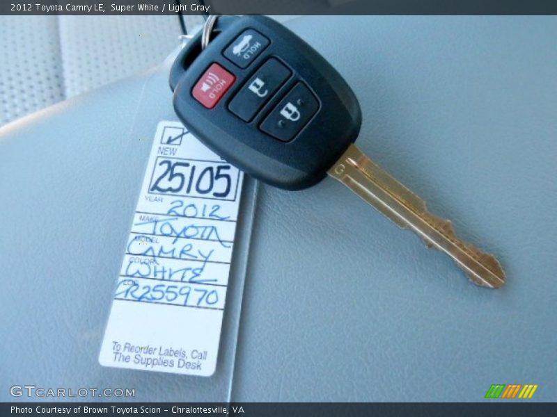 Super White / Light Gray 2012 Toyota Camry LE