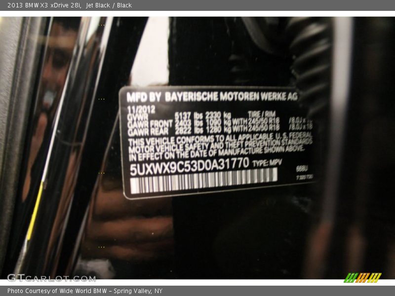 Jet Black / Black 2013 BMW X3 xDrive 28i