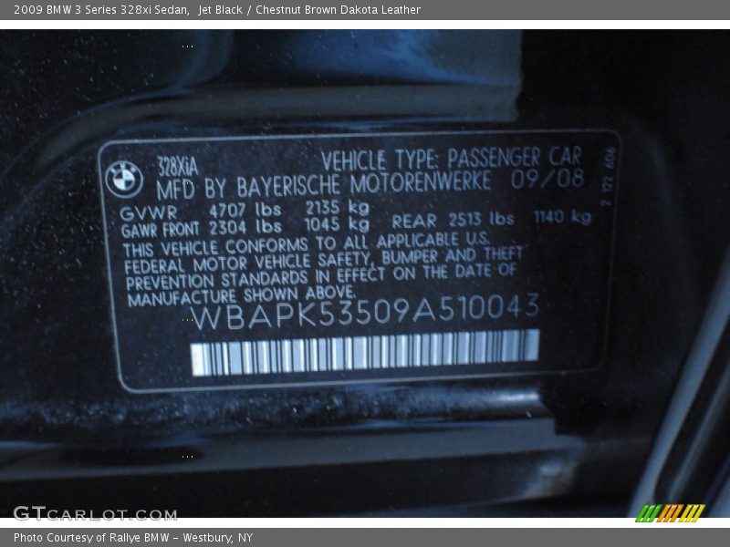 Jet Black / Chestnut Brown Dakota Leather 2009 BMW 3 Series 328xi Sedan