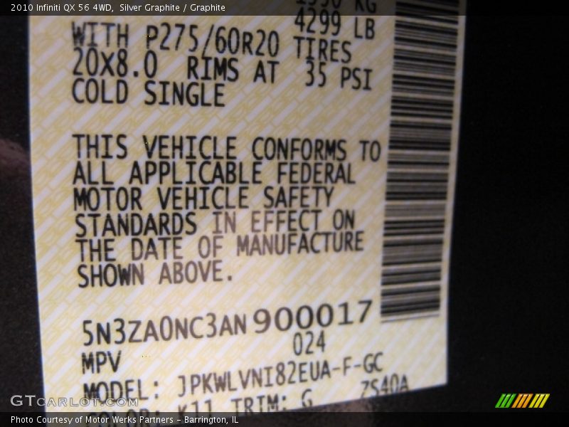 Silver Graphite / Graphite 2010 Infiniti QX 56 4WD