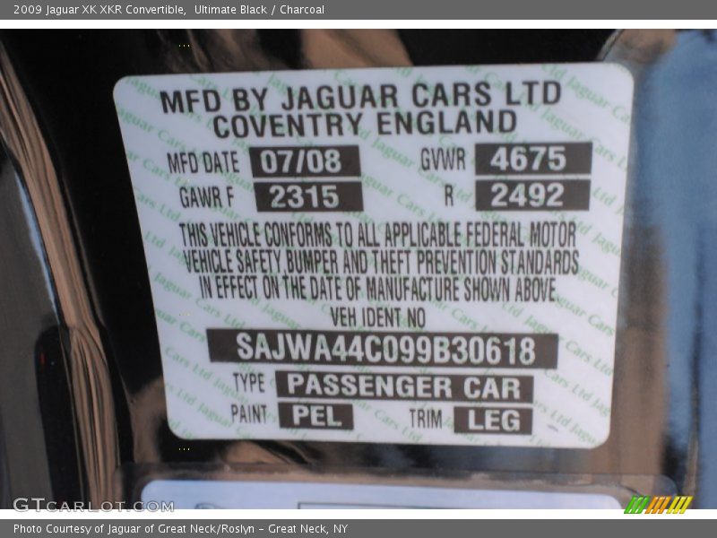 2009 XK XKR Convertible Ultimate Black Color Code PEL