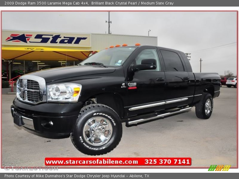 Brilliant Black Crystal Pearl / Medium Slate Gray 2009 Dodge Ram 3500 Laramie Mega Cab 4x4