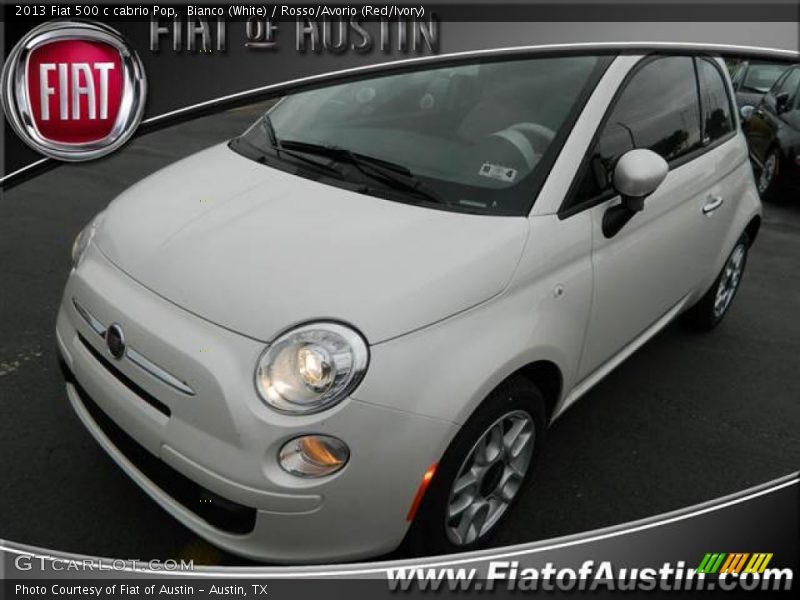 Bianco (White) / Rosso/Avorio (Red/Ivory) 2013 Fiat 500 c cabrio Pop