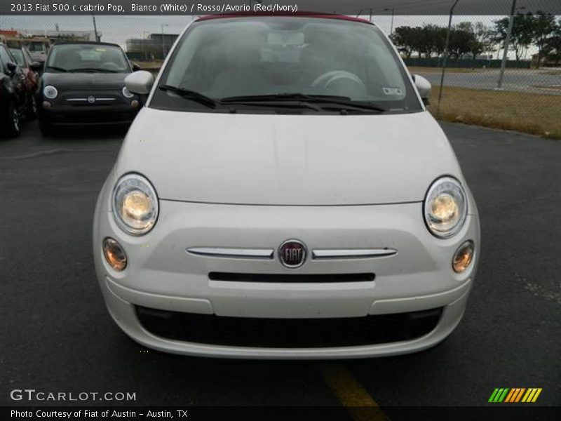 Bianco (White) / Rosso/Avorio (Red/Ivory) 2013 Fiat 500 c cabrio Pop