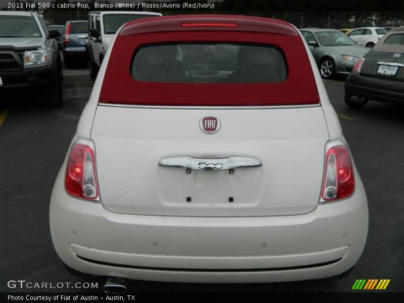 Bianco (White) / Rosso/Avorio (Red/Ivory) 2013 Fiat 500 c cabrio Pop