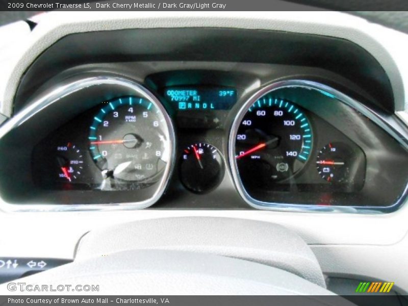 Dark Cherry Metallic / Dark Gray/Light Gray 2009 Chevrolet Traverse LS