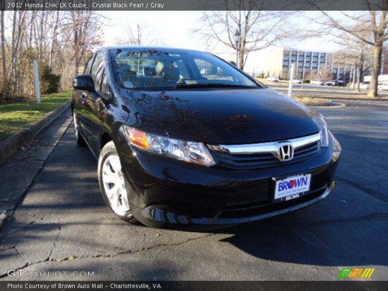 Crystal Black Pearl / Gray 2012 Honda Civic LX Coupe
