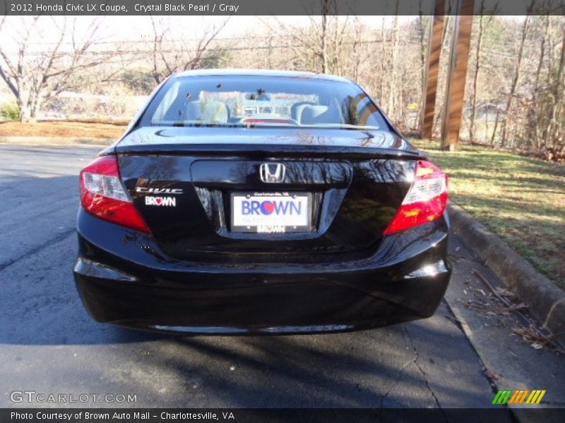 Crystal Black Pearl / Gray 2012 Honda Civic LX Coupe