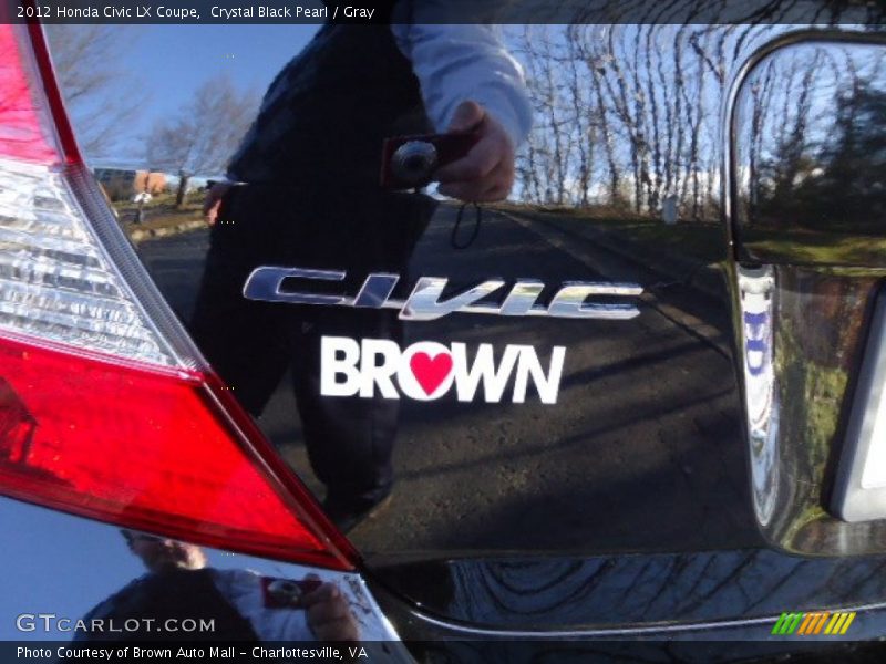 Crystal Black Pearl / Gray 2012 Honda Civic LX Coupe