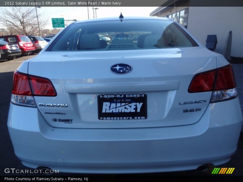 Satin White Pearl / Warm Ivory 2012 Subaru Legacy 3.6R Limited