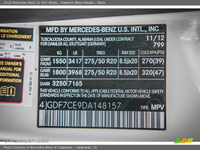 Diamond White Metallic / Black 2013 Mercedes-Benz GL 450 4Matic