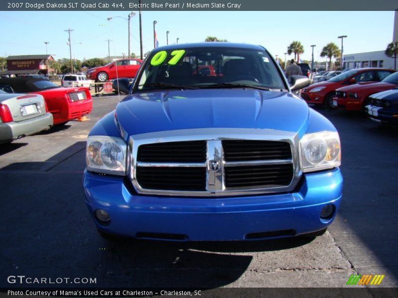 Electric Blue Pearl / Medium Slate Gray 2007 Dodge Dakota SLT Quad Cab 4x4