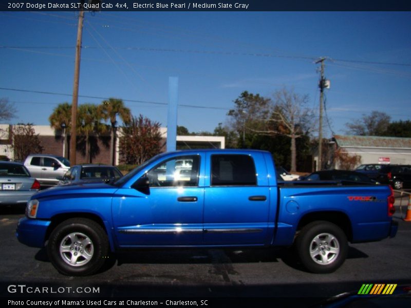 Electric Blue Pearl / Medium Slate Gray 2007 Dodge Dakota SLT Quad Cab 4x4