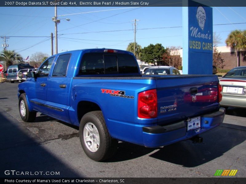 Electric Blue Pearl / Medium Slate Gray 2007 Dodge Dakota SLT Quad Cab 4x4