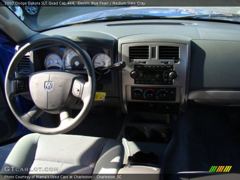 Electric Blue Pearl / Medium Slate Gray 2007 Dodge Dakota SLT Quad Cab 4x4
